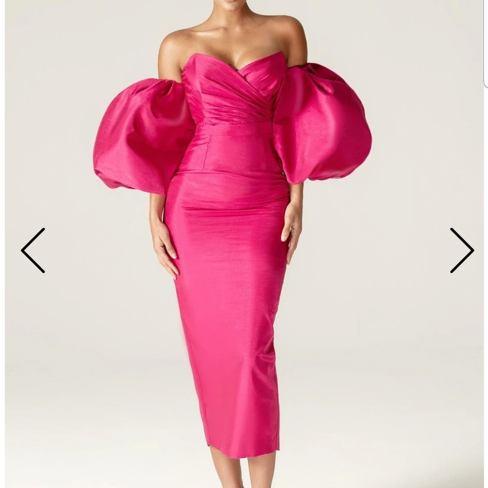 Pink Puff Sleeve Dress - Picture 3 of 6